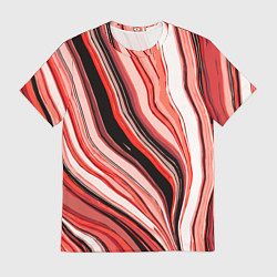 Футболка мужская Волнистые вертикальные чёрно-красные полосы, цвет: 3D-принт