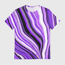 Футболка мужская Волнистые вертикальные чёрно-фиолетовые полосы, цвет: 3D-принт
