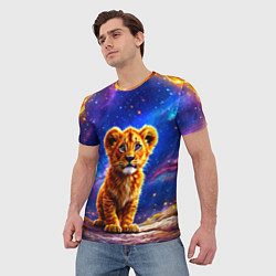 Футболка мужская Львенок в звездную ночь, цвет: 3D-принт — фото 2