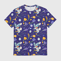 Футболка мужская Зяблик и крокусы, цвет: 3D-принт
