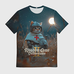 Футболка мужская Kingdom Come Deliverance 2 рыцарь котенок, цвет: 3D-принт