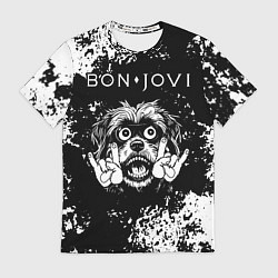 Футболка мужская Bon Jovi рок пес, цвет: 3D-принт