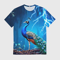 Футболка мужская Павлин и молния, цвет: 3D-принт