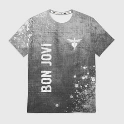 Футболка мужская Bon Jovi - grey gradient вертикально, цвет: 3D-принт