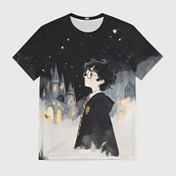 Футболка мужская Гарри Поттер в черной мантии, цвет: 3D-принт