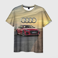 Футболка мужская Audi RS 7 на закате солнца, цвет: 3D-принт