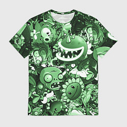 Футболка мужская Растения против зомби в зеленом цвете, цвет: 3D-принт