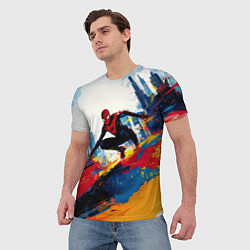 Футболка мужская Человек - паук и пролитая краска, цвет: 3D-принт — фото 2