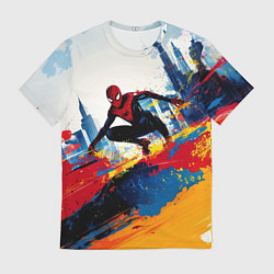 Футболка мужская Человек - паук и пролитая краска, цвет: 3D-принт