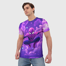 Футболка мужская Человек-паук на фоне облаков, цвет: 3D-принт — фото 2