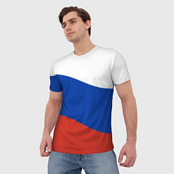 Футболка мужская Флаг России волной, цвет: 3D-принт — фото 2