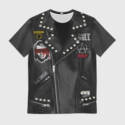Футболка мужская Косуха рокерская с нашивками Nirvana, цвет: 3D-принт