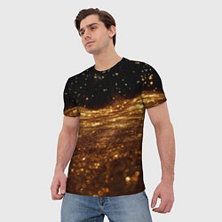 Футболка мужская Золотистые крупицы на черном, цвет: 3D-принт — фото 2