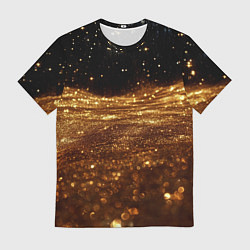 Футболка мужская Золотистые крупицы на черном, цвет: 3D-принт
