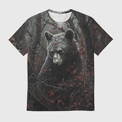 Футболка мужская Бурый мишка в дремучем лесу, цвет: 3D-принт