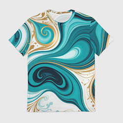 Футболка мужская Бирюза и золото, цвет: 3D-принт