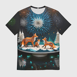 Футболка мужская Семья из трех лисиц, цвет: 3D-принт