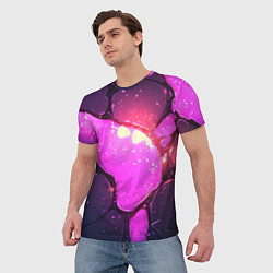 Футболка мужская Розовая текстура разлом плит, цвет: 3D-принт — фото 2