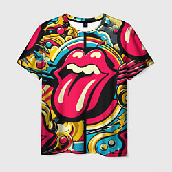 Футболка мужская Rolling Stones logo - pop art pattern, цвет: 3D-принт