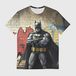 Футболка мужская Бэтмен на фоне стены, цвет: 3D-принт