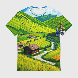 Футболка мужская Русская душа и поле, цвет: 3D-принт