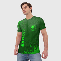 Футболка мужская Skoda - green gradient вертикально, цвет: 3D-принт — фото 2