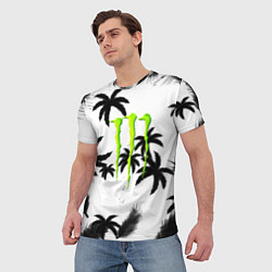 Футболка мужская Monster energy пальмы, цвет: 3D-принт — фото 2