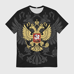 Футболка мужская Российский герб на чёрном фоне, цвет: 3D-принт