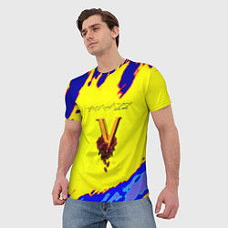 Футболка мужская Cyberpunk краски неоновые, цвет: 3D-принт — фото 2