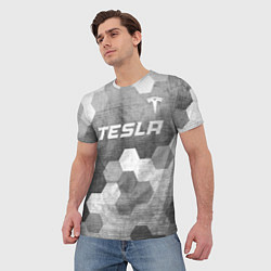 Футболка мужская Tesla - grey gradient посередине, цвет: 3D-принт — фото 2