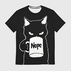 Футболка мужская Angry black cat nope, цвет: 3D-принт