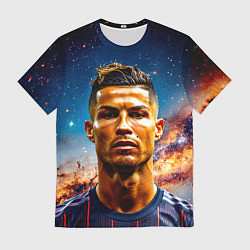 Футболка мужская Криштиану Роналду в космосе, цвет: 3D-принт
