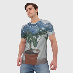 Футболка мужская Спящий воробушек на гортензии, цвет: 3D-принт — фото 2