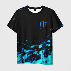 Футболка мужская Monster energy голубые краски, цвет: 3D-принт