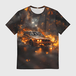 Футболка мужская БМВ в огне, цвет: 3D-принт