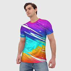 Футболка мужская Радужные брызги краски текстура, цвет: 3D-принт — фото 2