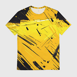 Футболка мужская Желтая краска на черном фоне, цвет: 3D-принт