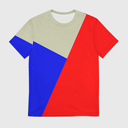 Футболка мужская Серо-сине-красный трёхцветный, цвет: 3D-принт
