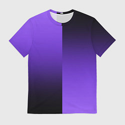 Футболка мужская Чёрно-сиреневый градиент пополам, цвет: 3D-принт