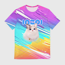 Футболка мужская Inzoi кошечка на радужном фоне, цвет: 3D-принт