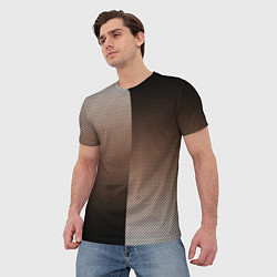 Футболка мужская Чёрно-коричневый текстурный градиент пополам, цвет: 3D-принт — фото 2