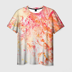 Футболка мужская Абстракция - splashes of pink and red paint on whi, цвет: 3D-принт