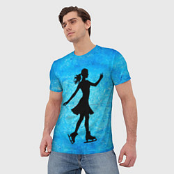Футболка мужская Фигуристка на синем, цвет: 3D-принт — фото 2
