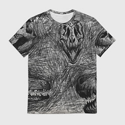 Футболка мужская Черепа динозавров - эскиз, цвет: 3D-принт