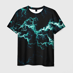 Футболка мужская Lightning light blue glow, цвет: 3D-принт