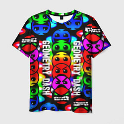 Футболка мужская Geometry dash neon gradient, цвет: 3D-принт