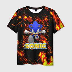 Футболка мужская Sonic огенная текстура, цвет: 3D-принт