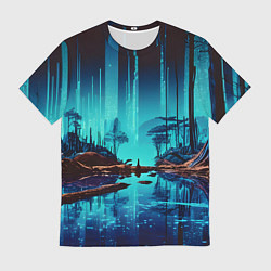 Футболка мужская В неоновом лесу, цвет: 3D-принт