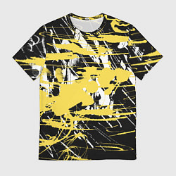 Футболка мужская Желтая краска на черном, цвет: 3D-принт