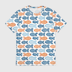 Футболка мужская Разноцветные рыбы на белом, цвет: 3D-принт